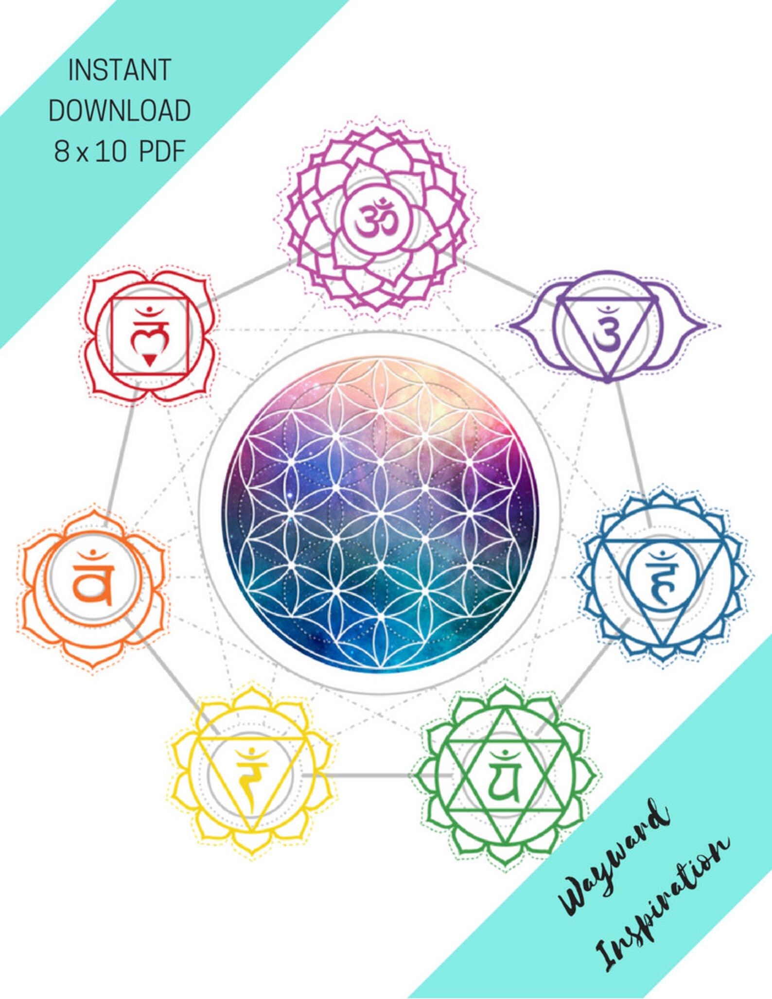 Cosmic Chakras Print Seven Chakras Sacred Geometry Art for | Etsy