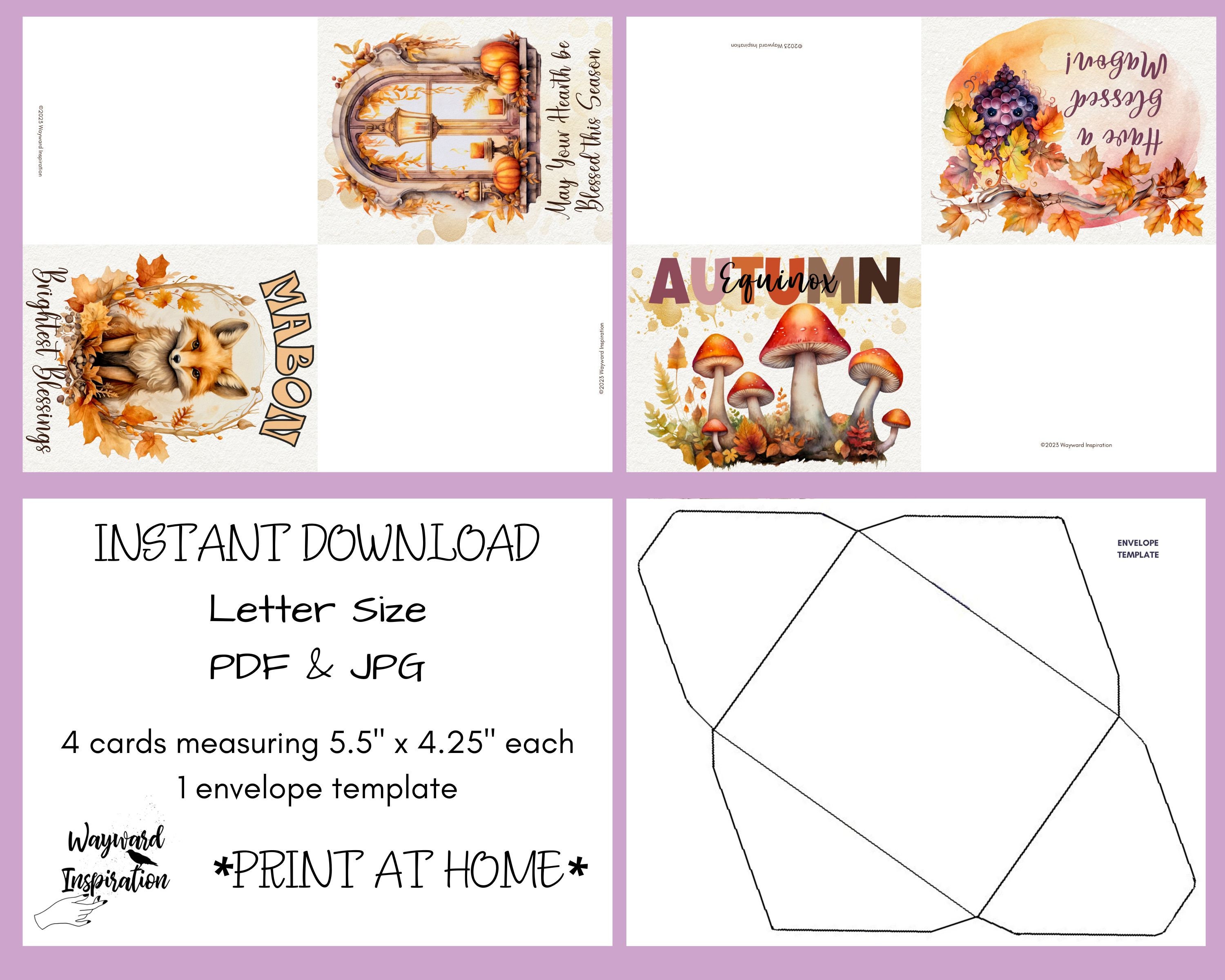 Printable Mabon Cards Wheel of the Year Mabon Blessings Witchy Sabbat ...