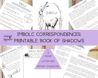 Imbolc Book of Shadows Pages | Imbolc Rituals | Printable BOS | Grimoire Pages | Imbolc Sabbat | Imbolc Correspondences | Brigids Day