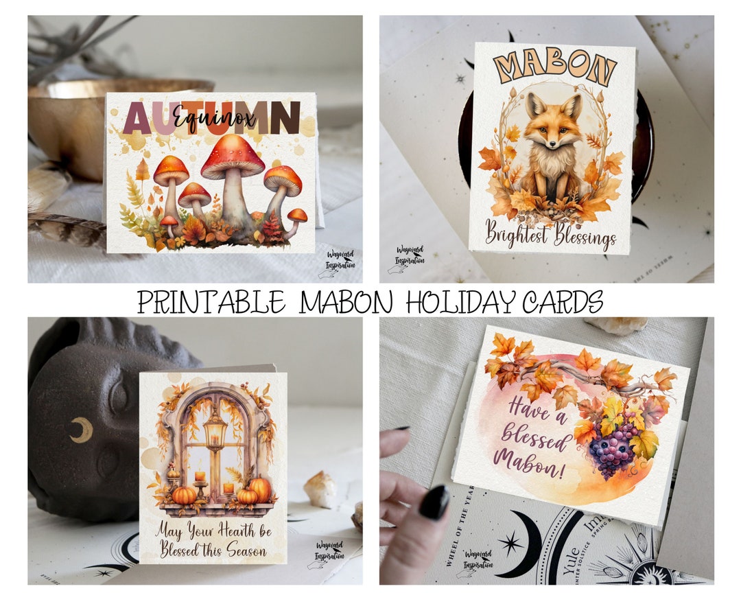 Printable Mabon Cards | Wheel of the Year | Mabon Blessings | Witchy ...