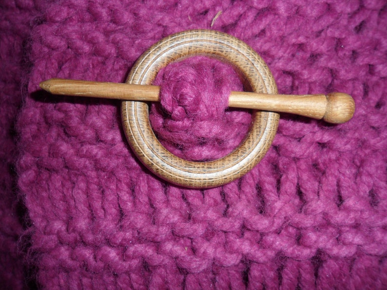 shawl pin. handmade and wooden image 1