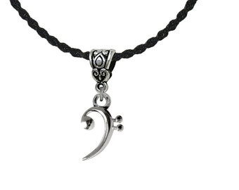 Necklace Bass clef, musical jewel, customized with bails and channels to choose