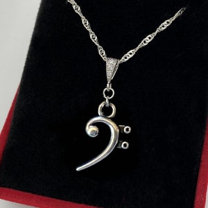 Opera bass clef necklace, music jewel, musical note pendant, bail and chain of your choice