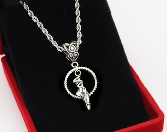 Ballerina point necklace with hoop, dance pendant, bail and chain of your choice