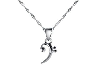 Collier Clé de fa minimaliste, bijou musique, pendentif note de musique, bélière et chaîne au choix