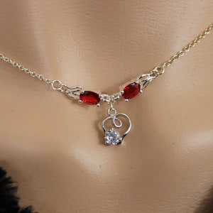 Herzkette umwickelt mit Rubin und Diamant-Topas, Herzjuwel, romantischer Anhänger, Liebesgeschenk, Valentinstag
