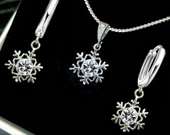 Silver ice flake adornment with diamond topaz for a snow queen, bail and chain of your choice