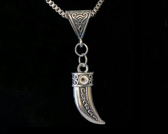 Vintage viking horn necklace, bail and chain of your choice