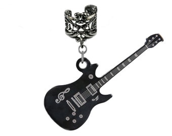 Ear Cuff  guitare noire électrique, avec ou sans chaîne, clip au choix