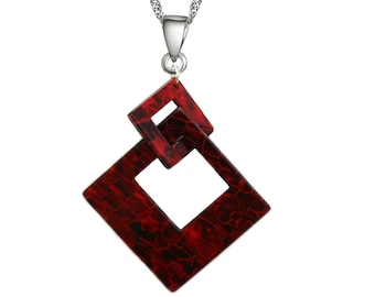 Two-tone marbled diamond necklace, geometric and oversized