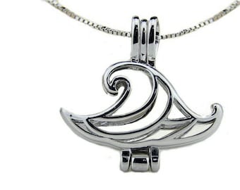 Silver 925 Sterling Silver Cage Necklace, Silver Wish Cage Necklace, Lucky Charm
