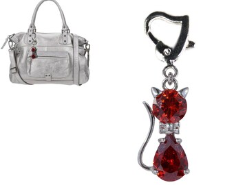 Bag charm "Little love cat" model and stone of your choice