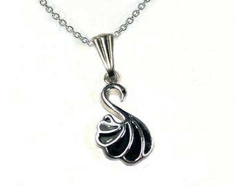 Necklace "The Black Silver Swan"