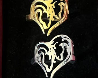 ゴージャスな馬の頭のシルバー 950 刻印入りリング、ギフトのアイデア