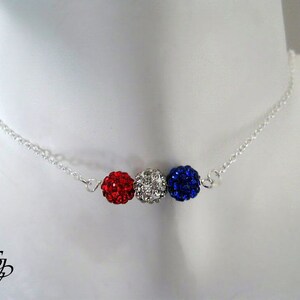 Collier bleu blanc rouge foot tricolore,Bijou allez les bleus,encouragez votre équipe,perle shamballa tricolore,choisissez vos couleurs image 4