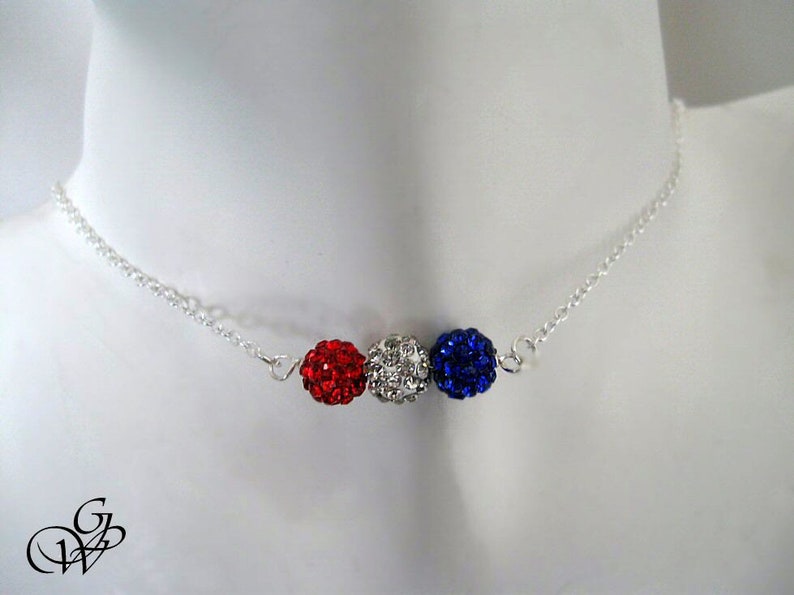 Collier bleu blanc rouge foot tricolore,Bijou allez les bleus,encouragez votre équipe,perle shamballa tricolore,choisissez vos couleurs image 4