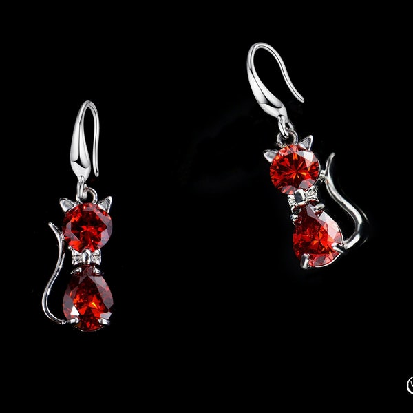 Boucles d'oreilles "Petit Chat d'Amour et de cristal princesse", choix du support de boucles d'oreille et du cristal