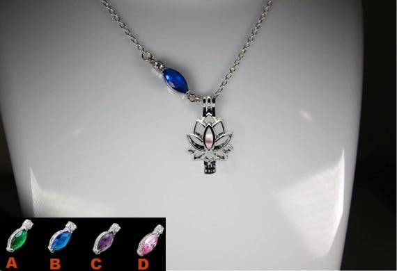 Collier Fleur De Lotus Cage Avec Huître Contenant 1 Perle Deau Douce 3 En 1