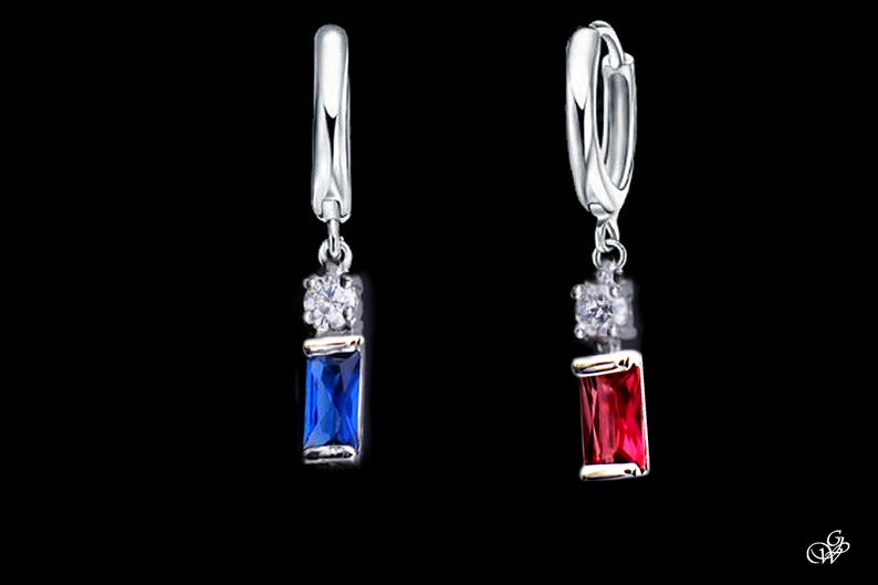 Asymmetrische minimalistische kristallen buchette oorbellen, kleur en model naar keuze afbeelding 5