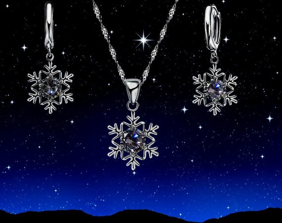 Frozen Snowflakes Jewelry Set With Diamond Topaz for a Winter Queen Etsy