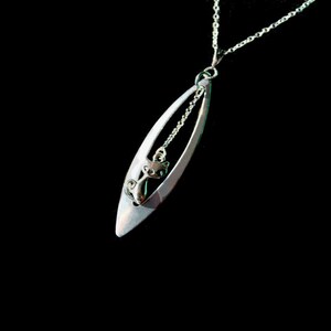 Silver cat steel Ove necklace, small cat rabbit jewel, animal gift image 2