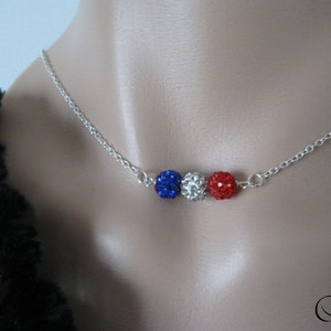 Collier bleu blanc rouge foot tricolore,Bijou allez les bleus,encouragez votre équipe,perle shamballa tricolore,choisissez vos couleurs image 5