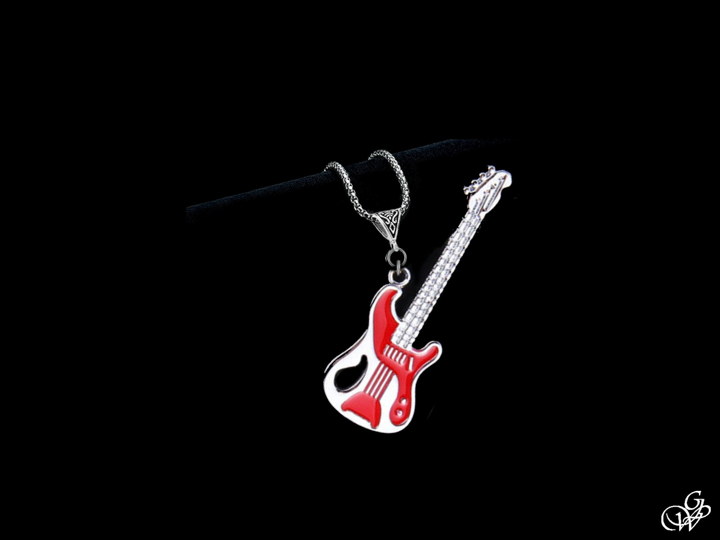 Pendentif Guitare électrique En Acier Inoxydable - Bijou Musique Argenté