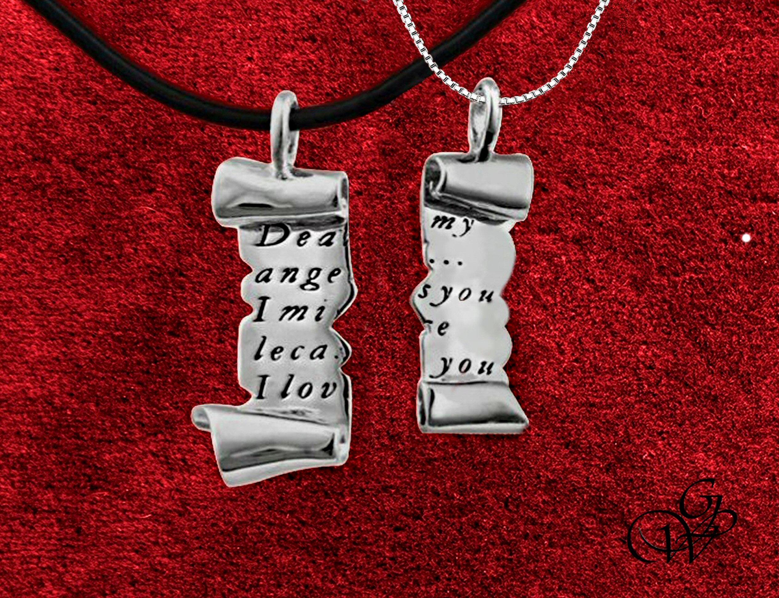 Pendentif Parchemin "Je T'aime" En Argent 925‰ Rhodié - 1,7 X 1,4 Cm, Livré Avec écrin + Certificat D'authenticité - 2