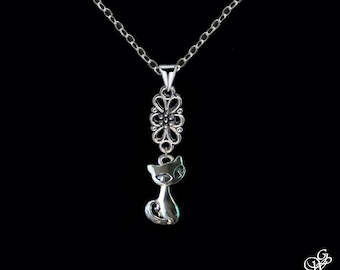 Cat canaille necklace with silver rosette, choice of chain