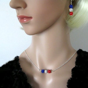 Collier bleu blanc rouge foot tricolore,Bijou allez les bleus,encouragez votre équipe,perle shamballa tricolore,choisissez vos couleurs image 2