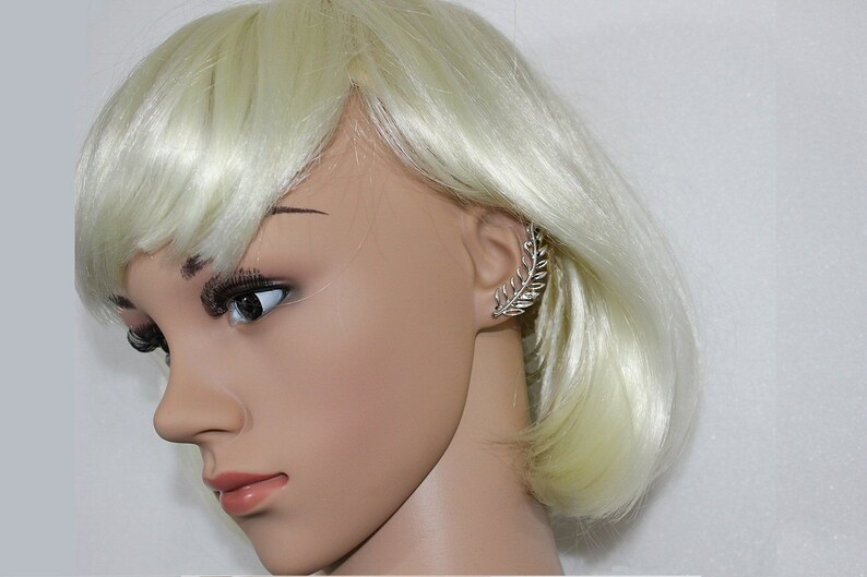 Ear Cuff Diamond Crystal Silver Leaf