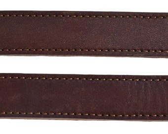 Lot of 2 Brown Leather double and stitched Steamer trunk handles #101BRN