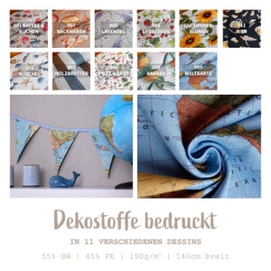 Dekostoffe Sommer Meterware Blumen, maritim, Essen, Reisen, Baumwoll Mischgewebe bedruckt - Ottomanestoff Homedeko - Frühlingstoffe *Ab 50cm