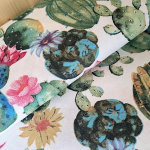 Dekostoff Meterware Kakteen - Baumwoll Mischgewebe bedruckt Kaktus, Ottomanestoff Blumen, Heimtextilien floral bunt *Ab 50cm