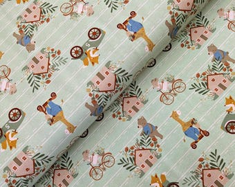 Organic cotton jersey with children's motifs - fabric by the meter, printed with animals and vehicles - stretchy organic cotton, printed organic jersey *from 50 cm