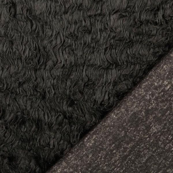 Tissu hirsute au mètre noir - tissu nounours, tissu fourrure, tissu fantaisie, tissu manteau, tissu moelleux, imitation fourrure, ours polaire, imitation fourrure animale *à partir de 50 cm