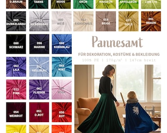 Pannesamt Meterware - Panné Samt Stoff - Samt Dekostoff, Knit Velour, Samt Polyester - Samtstoff glänzend - Velour glänzend  100 cm x 147cm