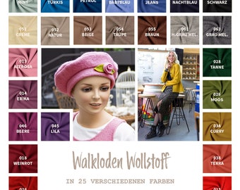Walkloden by the meter uni - Walk fabric - Coat fabric - Traditional costume fabric - Wool walk - Loden - 100% virgin wool/wool *** 50 cm x 146 cm ***
