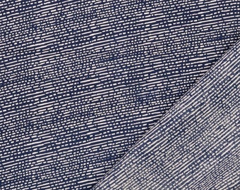 Decorative fabric cotton printed - stripes dark blue - fabric by the meter woven fabric marine, poplin cotton fabric irregular lines *from 50 cm