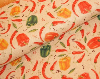 Half Panama fabric sold by the meter Paprika & Chili - robust bag fabric - heavy cotton fabric - stable decorative fabric vegetables - BW Panama *From 50 cm