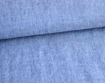 Leinen Melange JEANSBLAU 100% Leinen - Stoff Meterware - Ökologisch Sommer Blusenstoff  *** 50 cm x 140 cm ***