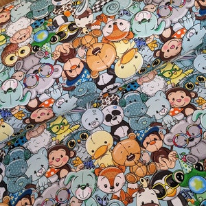 French Terry Cuddly Toys Fabric sold by the meter colorful animals, jersey stretch sweat, summer sweat, jogging fabric, sweater fabric children from 50 cm image 1