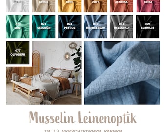 Muslin linen look by the meter - Muslin fabric linen look - Double Gauze - Baby cotton - Diaper fabric, linen muslin Ökotex *from 25 cm