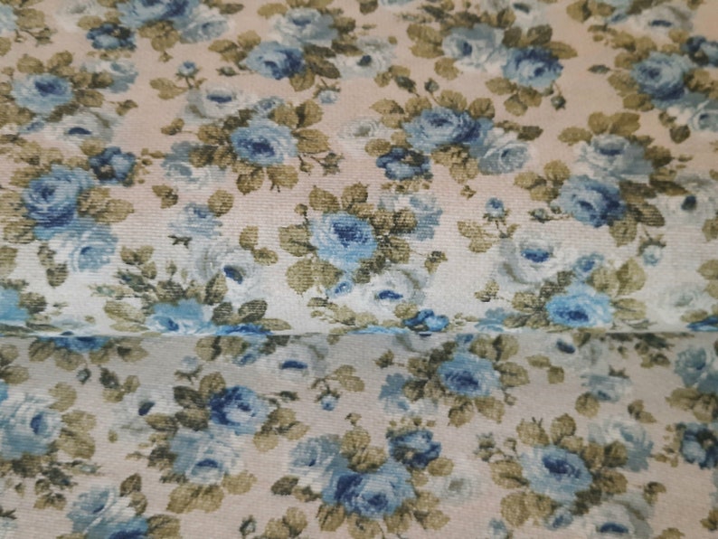 Decorative fabrics sold by the meter roses blue cotton blend printed roses ottoman fabric summer, spring fabrics home textiles flowers From 50 cm image 5
