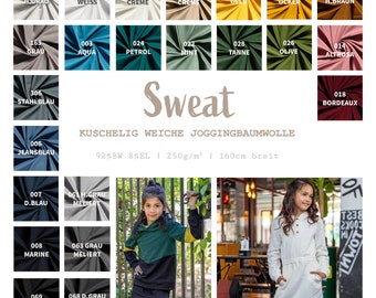 Sweat angeraut - Sweatstoff Meterware - Stretchsweat - Sweatshirtstoff - Joggingbaumwolle warm kuschelig weich - uni  * 50 cm x 160 cm *