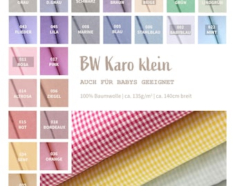 Baumwoll Karo Meterware gewebt 3mm - Baumwollstoff mit Karo - Webware bedruckt kariert - Popelin Karomuster - Karostoff Öko Tex *Ab 50cm