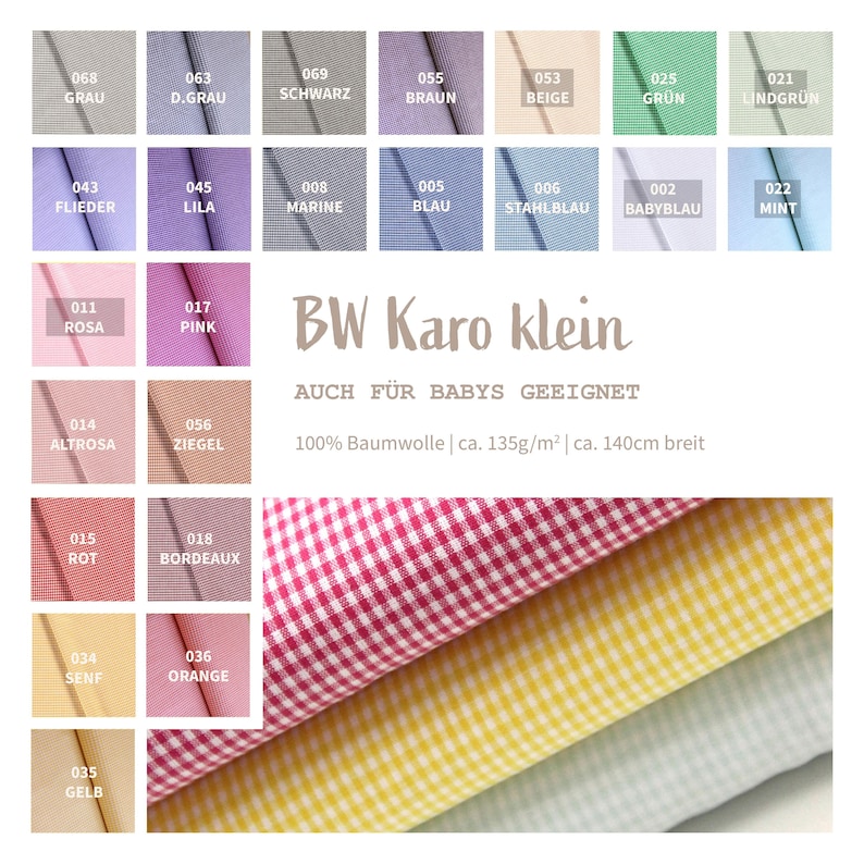 Cotton check fabric by the meter, woven 3 mm - Cotton fabric with check pattern - Printed check woven fabric - Poplin check pattern - Check fabric Oeko-Tex certified *From 50 cm image 1