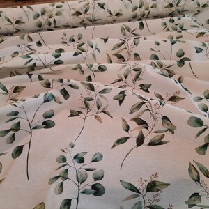 Decorative fabric coated eucalyptus water-repellent bag fabric, branches tablecloth fabric, Teflon fabric sold by the meter leaves From 50 cm image 2