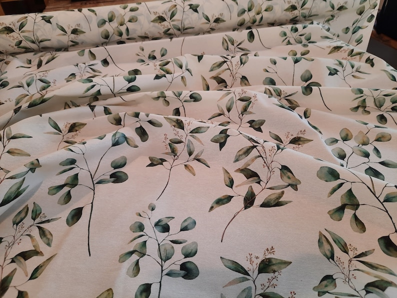 Decorative fabric coated eucalyptus water-repellent bag fabric, branches tablecloth fabric, Teflon fabric sold by the meter leaves From 50 cm image 2