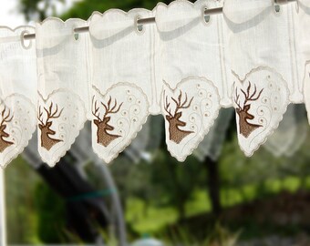 Curtain fabric cheese linen sold by the meter, bistro curtain linen look, short curtain without hems, panel curtain deer linen look *From 16 cm repeat